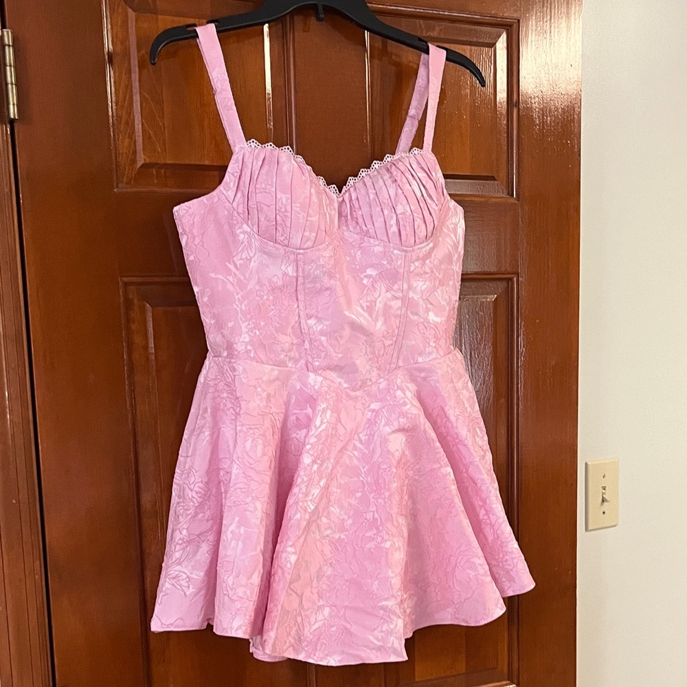 Source Unknown Pink Textured Mini Dress